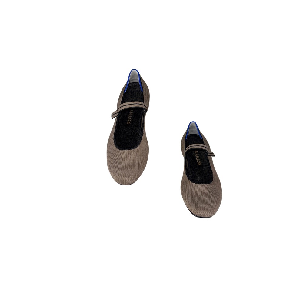 Rothy's The Mary Jane Taupe Brown Knit Sustainable Flat Shoes Womens 6.5